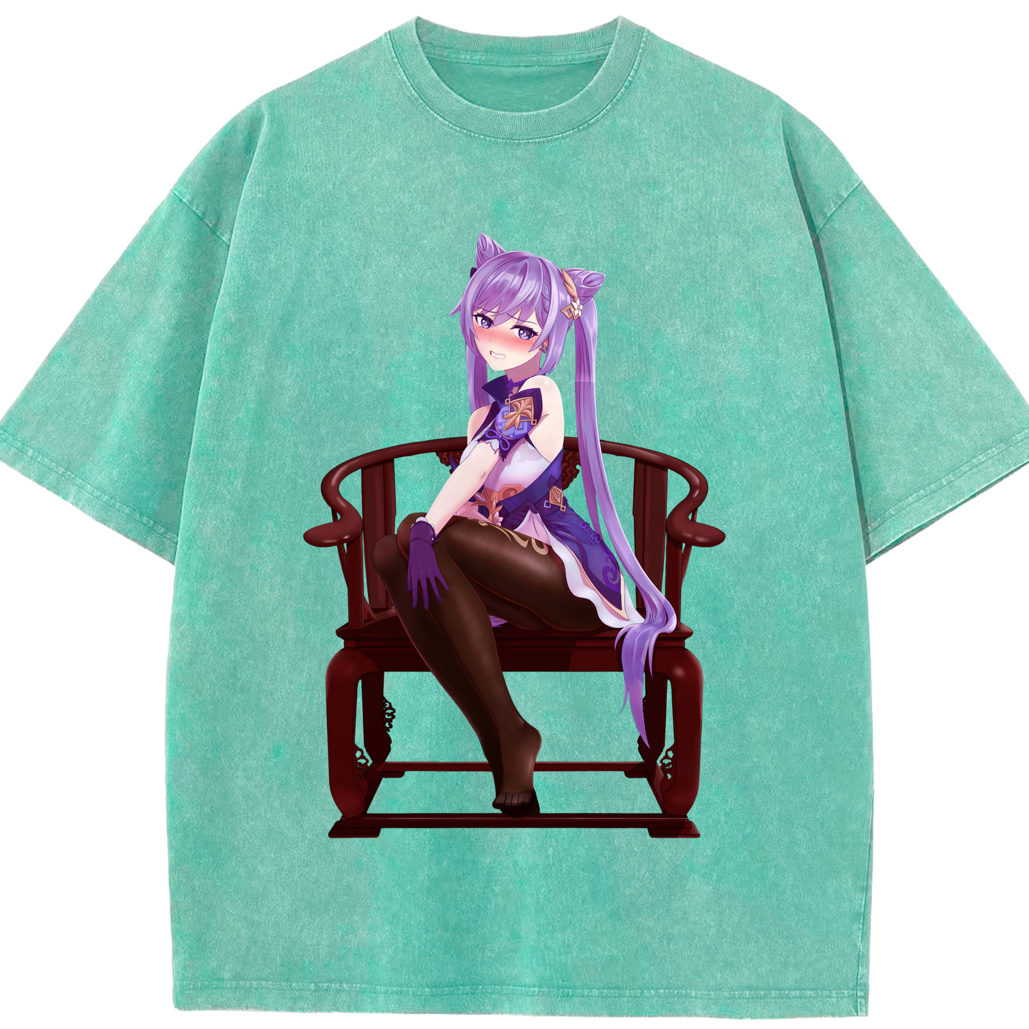 げんし神 刻晴 こくせい genshin Kokusei 綿100% ヴィンテージ風 半袖Tシャツ（フロントプリント）